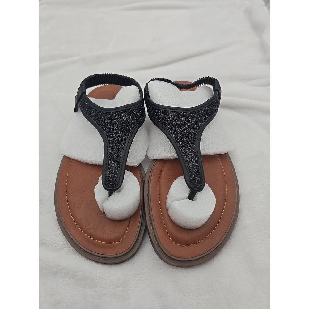 Prince Black Ankle Strap Thong Sandals Womens Size 8 M